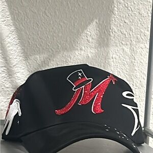 Black Cap with Red and White Embroidery